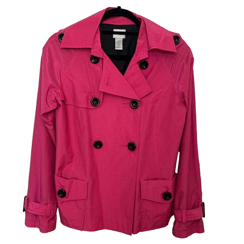 Chico's Double-Breasted Cropped Trench Coat Magenta Pink Size 0 (US 4 Small)